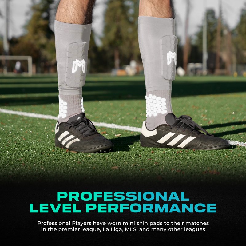 MediCaptain Mini Soccer Shin Guard Sleeves with Built-In EVA Pads, Gray - Variation: Maxi
