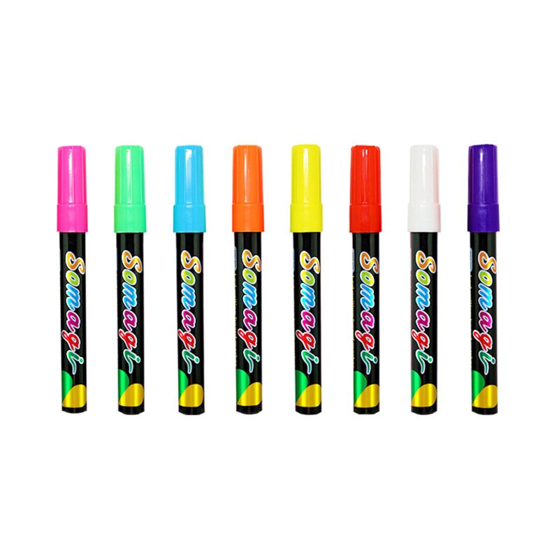 Liquid Chalk Markers Set - 8 Vibrant Fine Tip Window & Chalkboard Pens