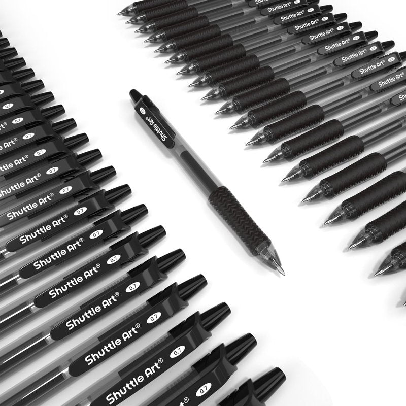 Retractable Black Gel Pen Set with Refills - Smooth Writing & Comfortable Grip