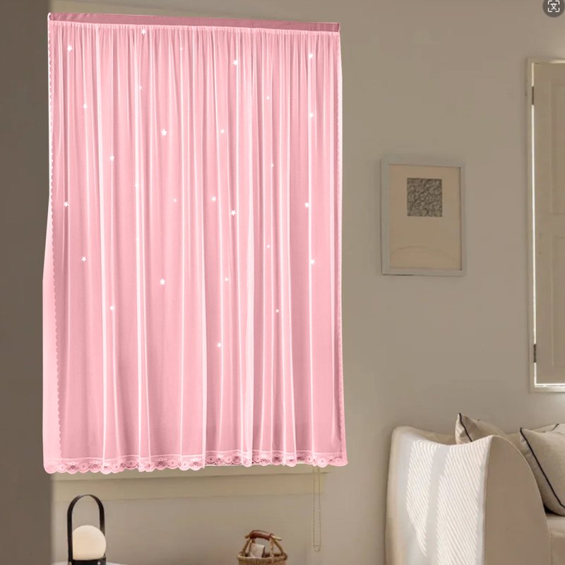 Blackout Star Curtain for Bedroom & Kids Room - Double Layer Window Decor