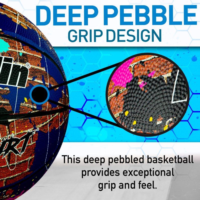Official Size Rubber Basketball for Indoor & Outdoor Play - 29.5 Inch with Pump