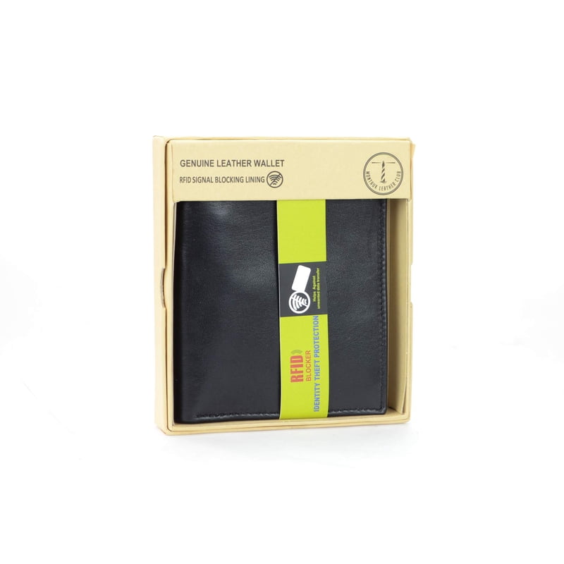Men's RFID Blocking Leather Wallet with Card Slots & Currency Divider