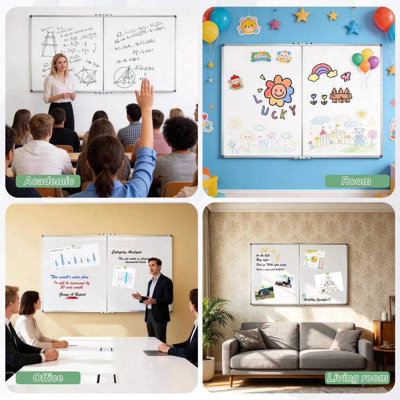 Large Foldable Magnetic Whiteboard 59x39 Inches with Aluminum Frame for Office Home School