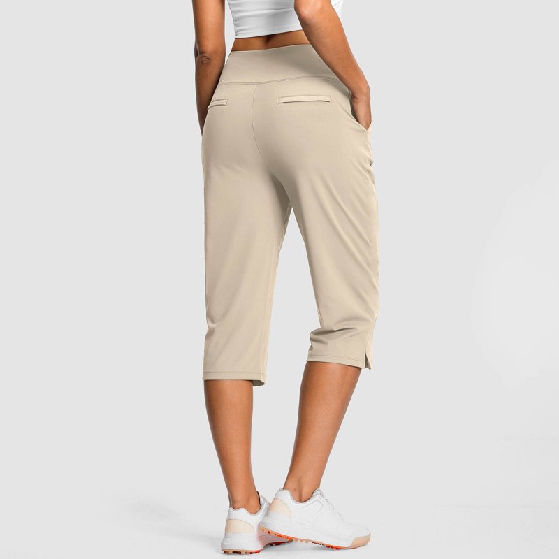 High Waist Stretch Yoga Capris with Pockets - Women's Workout Pants