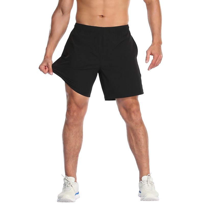 LRD Mens Performance Workout Shorts with Compression Liner 7 inch Inseam- Black S