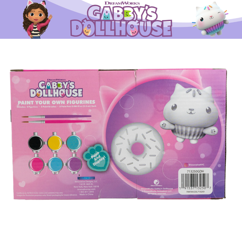 Kids DIY Paint Set for Ceramic Figurines - Gabby’s Dollhouse Character Craft Kit