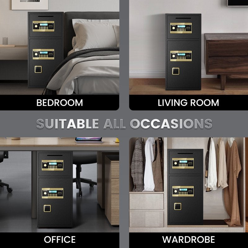 Large Fireproof Drop Safe with Digital Lock & Quick Access Slot – Anti-Theft Business Security