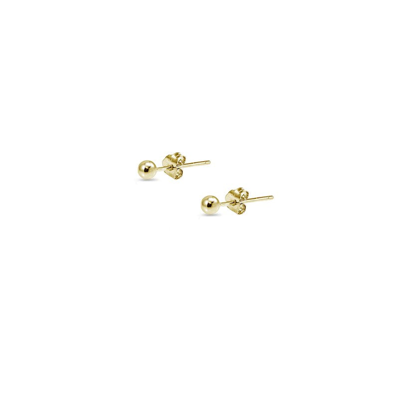 Set of 5 Small 2mm Ball Bead Silver Stud Earrings - Dainty Jewelry