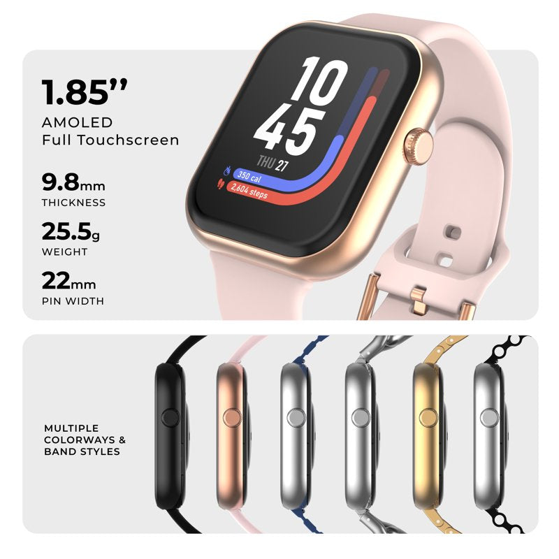 Smartwatch with AMOLED Display, Bluetooth Calling, 100+ Sport Modes, Heart Rate & Sleep Monitoring