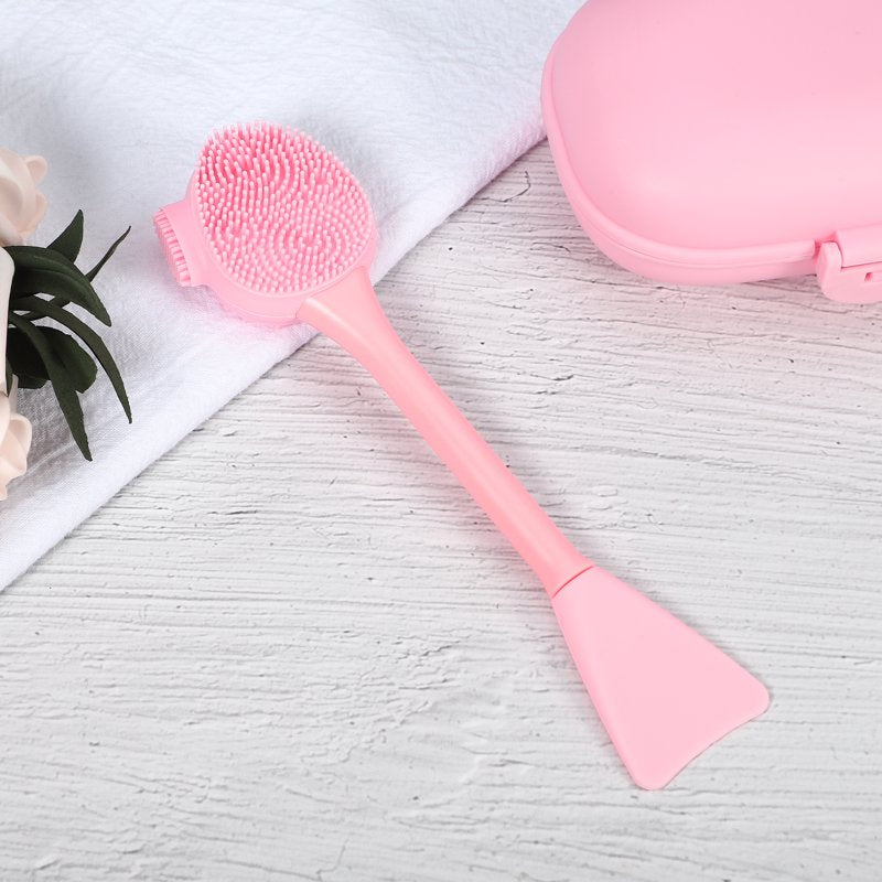 Pink Silicone Facial Cleansing Brush - Multifunction Face Scrubber (Variation: Pink)