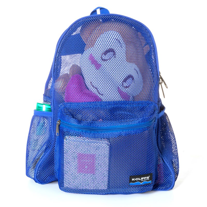 Unisex Mesh Backpack Student Bookbag Large Zipper School Daypack - Royal Blue
