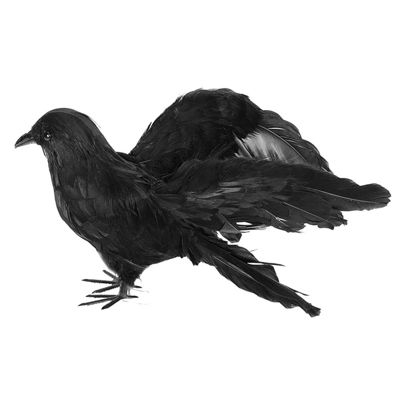 Realistic Crow Decorations for Halloween and Outdoor Use - Set of 3 Black Faux Birds