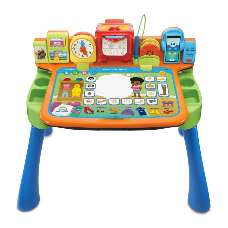 Educational Kids Learning Desk with Interactive Projector & Chalkboard - Toddler Activity Center