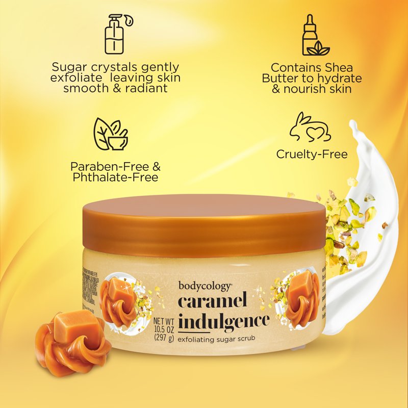 Bodycology Exfoliating Sugar Scrub Caramel Indulgence 4 Pack 10.5 oz