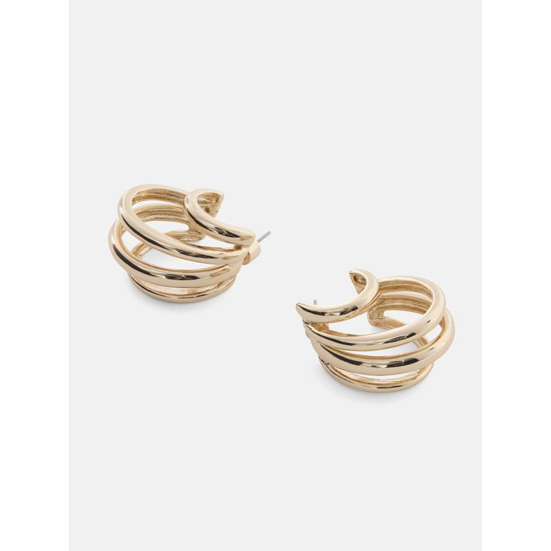 Multi Band Sculpted Hoop Earrings for Women - Gold & Silver