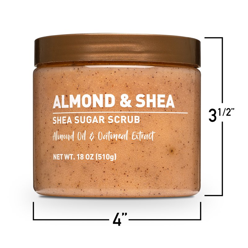 Shea Sugar Scrub with Almond Oil - 18 oz Exfoliating Body Polish
