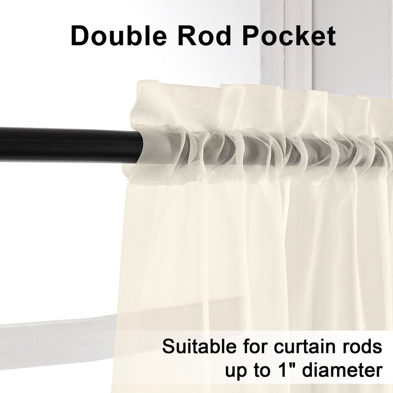 Sheer Voile Curtains 2 Panels - Light Diffusing Window Drapes for Bedroom & Living Room