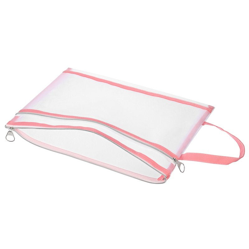 Nylon Document Zip Pouch with Handle Mesh Clear Files Bag for Office & Travel