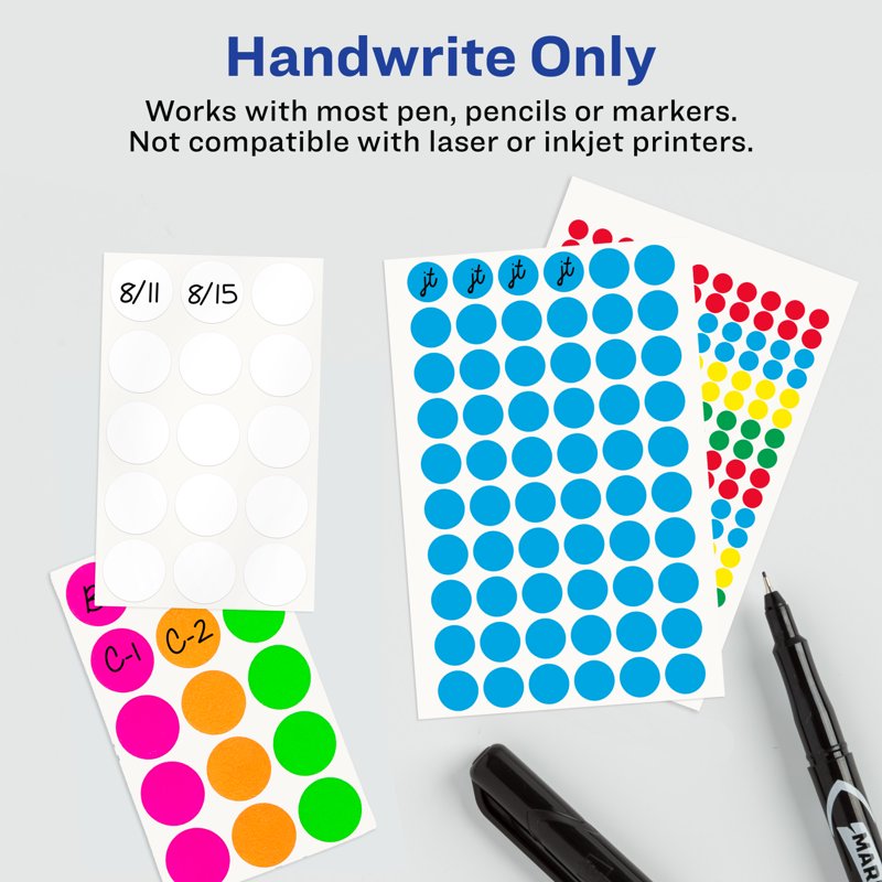 Neon Dot Stickers Assorted Colors 3/4 Inch - Removable Office & Craft Labels