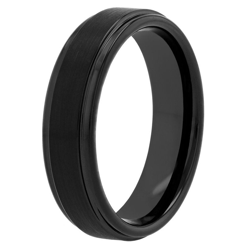 Men's Tungsten 6mm Satin & High-Polish Grooved Wedding Band - Durable Men’s Ring
