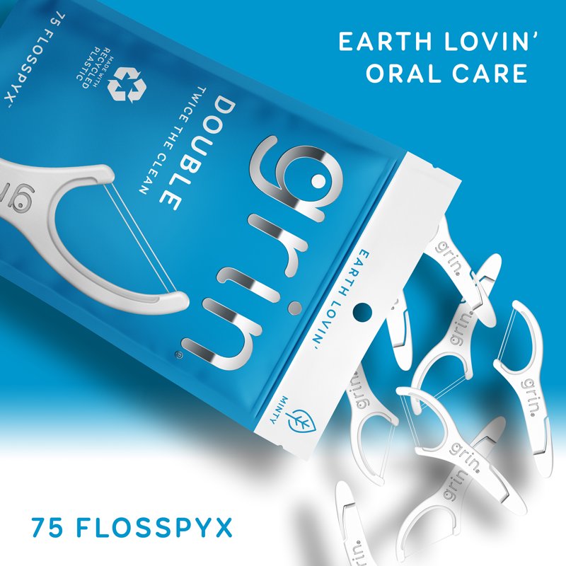 Double Floss Picks with Mint Flavor - Recycled Plastic, 75+ Count Variants
