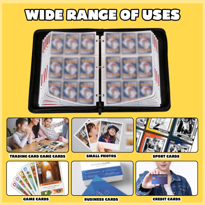 9-Pocket Card Binder Album with 50 Removable Sleeves, Leather Storage for Collectible Cards