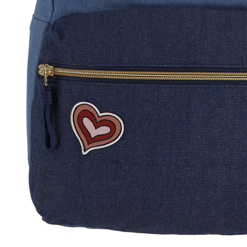 Denim Backpack with Patches for Kids - 17-Inch School & Travel Bag