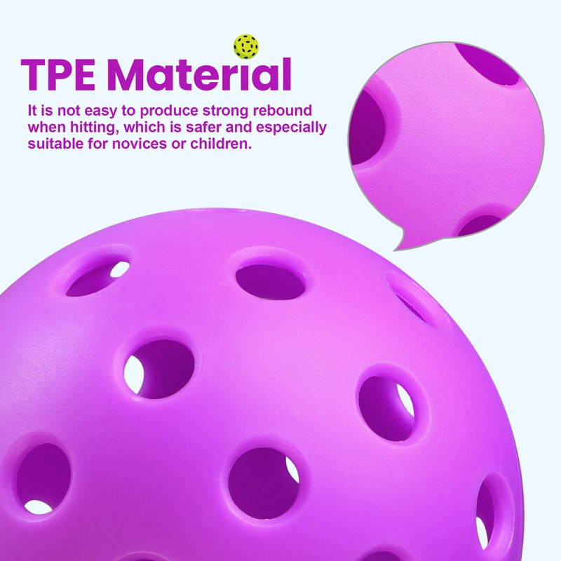 Purple Wigonda 40-Hole TPE Pickleball Balls – Indoor Low-Bounce Practice, Reusable