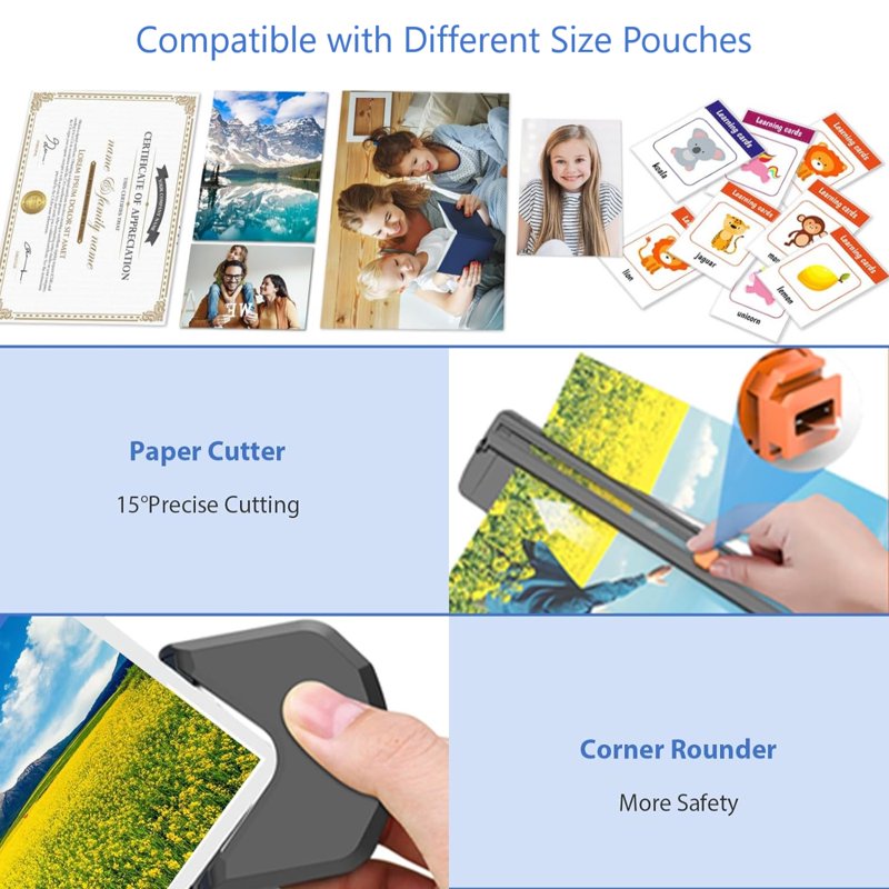 A4 Laminator Machine Hot & Cold Thermal Laminator with Paper Trimmer & Corner Rounder