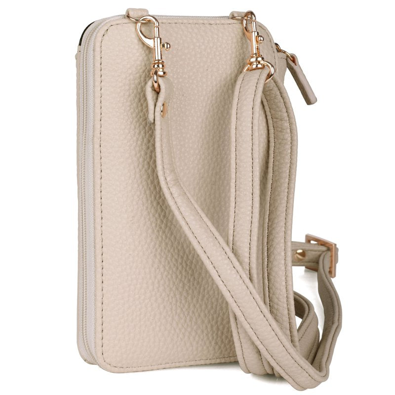 Women's RFID Crossbody Vegan Leather Bag with Pebble Grain - Multiple Colors
