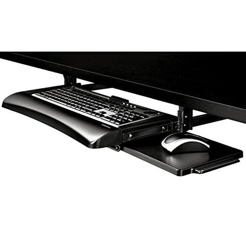 Underdesk Keyboard Drawer Mount with Adjustable Height and Accessories in Black