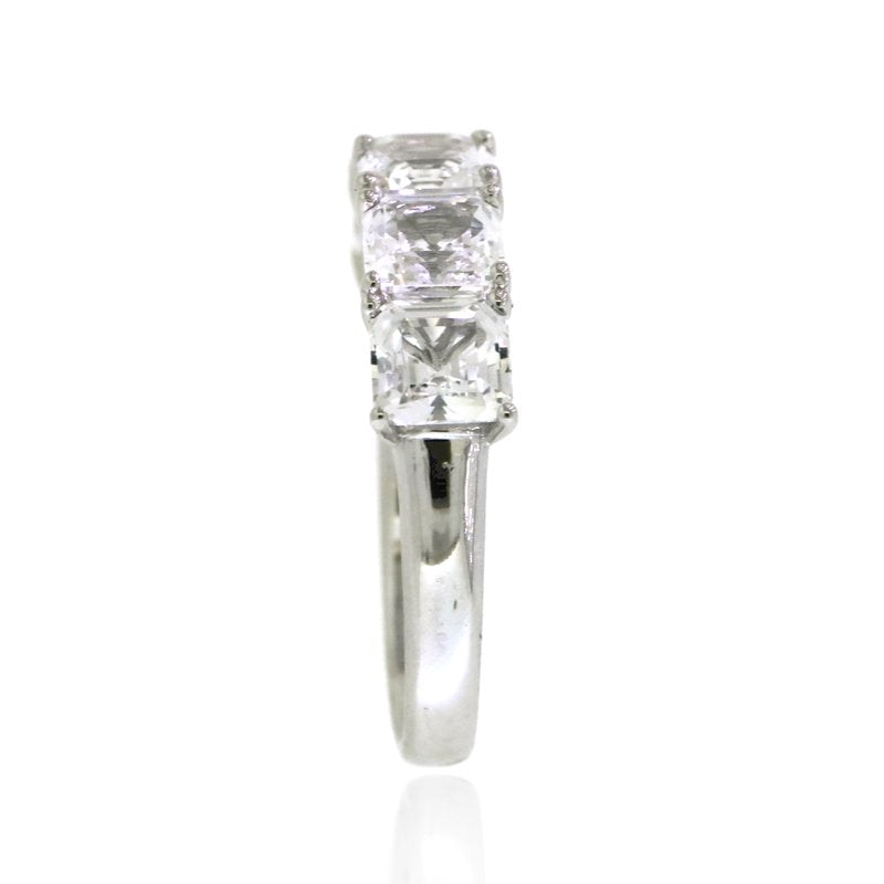 Sterling Silver White Sapphire Band Ring - Hypoallergenic Jewelry for Women