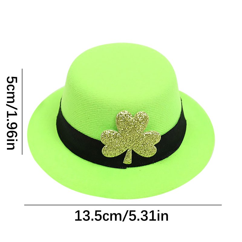 St. Patrick's Day Green Top Hat with Shamrock for Adults & Kids - Party Accessory