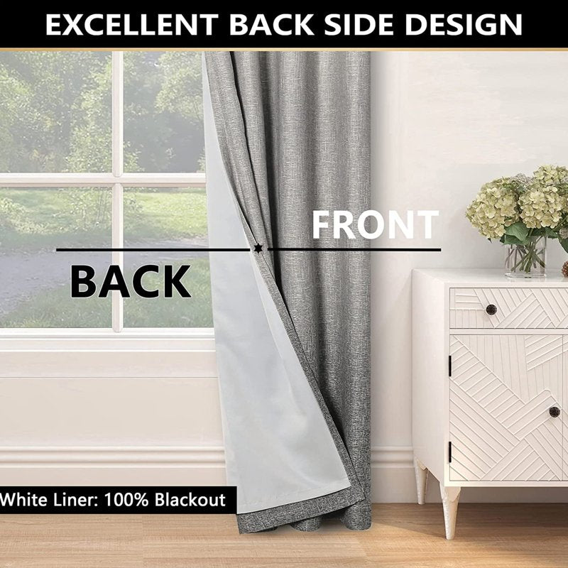Blackout Curtain Sets with Ombre Design - Modern Linen Style, 2 Panels