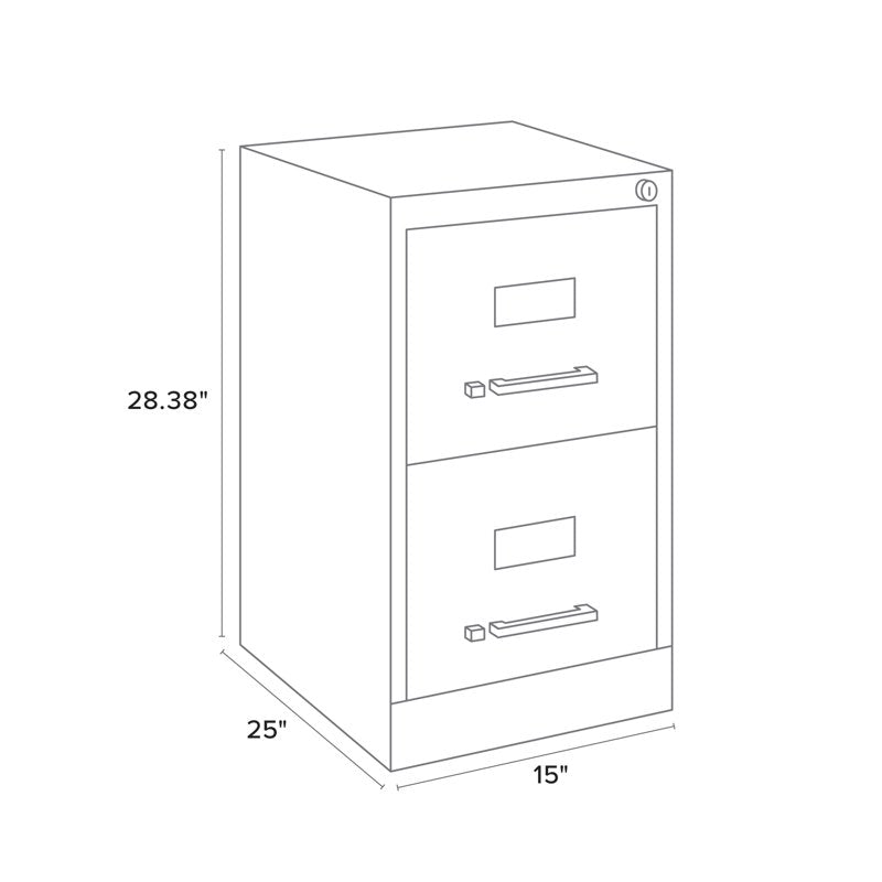 Deep Metal 2-Drawer File Cabinet - Letter Width Vertical Storage