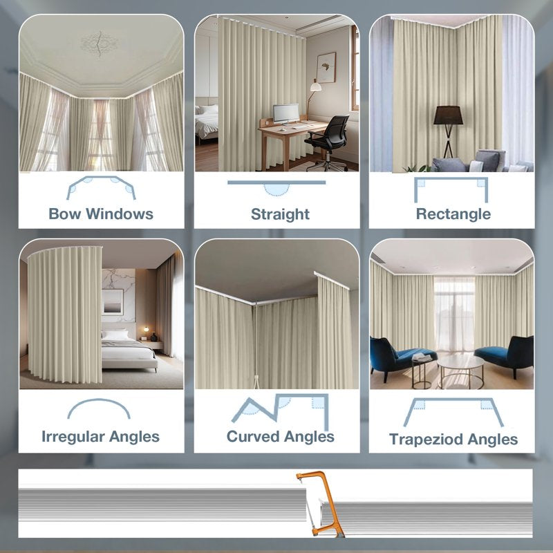 Room Divider Curtain Set with Track - Blackout Noise Insulation Partition Wall
