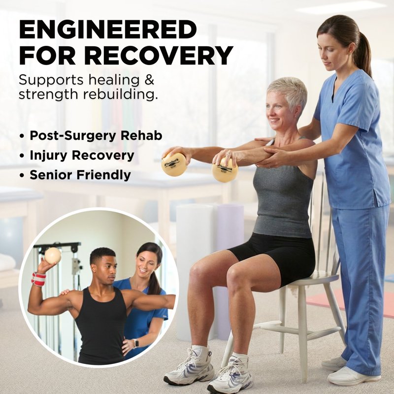 Weighted Exercise Balls Set for Physical Therapy and Fitness - Color-Coded, Portable and Grip-Friendly