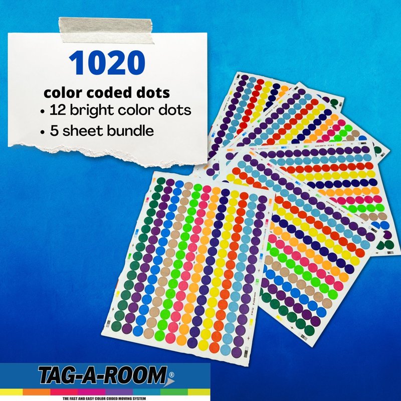 1/2 Inch Color Dot Sticker Labels - 1020 Pack for Office & Organization