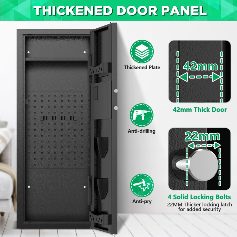 Large Gun Safe for Rifles and Pistols - Digital Keypad, Removable Shelves, Quick Access