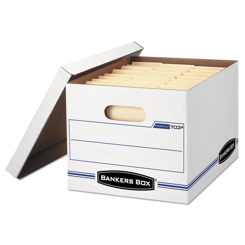 Stackable File Storage Boxes with Lift-Off Lid - White 6 Pack