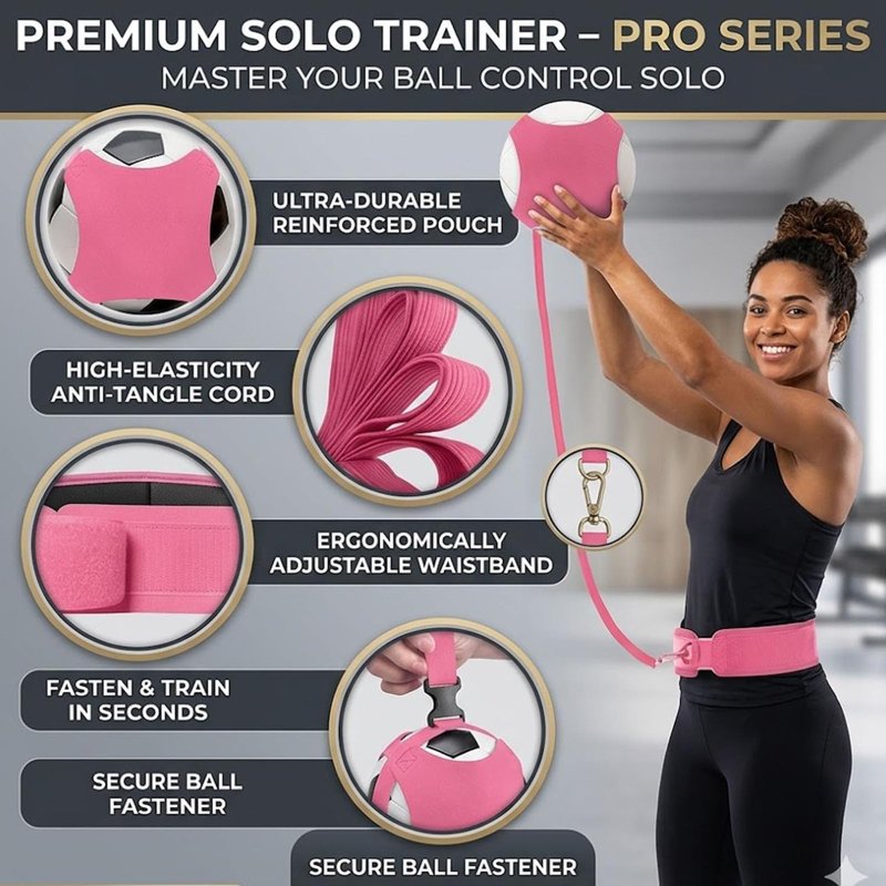 Volleyball Rebound Belt Trainer for Solo Practice Adjustable Waist & Ball Holder