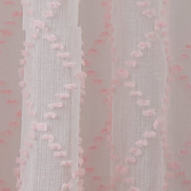 Pink Sheer Window Curtain Panel with Diamond Clip Pattern, 38 x 95 Inches