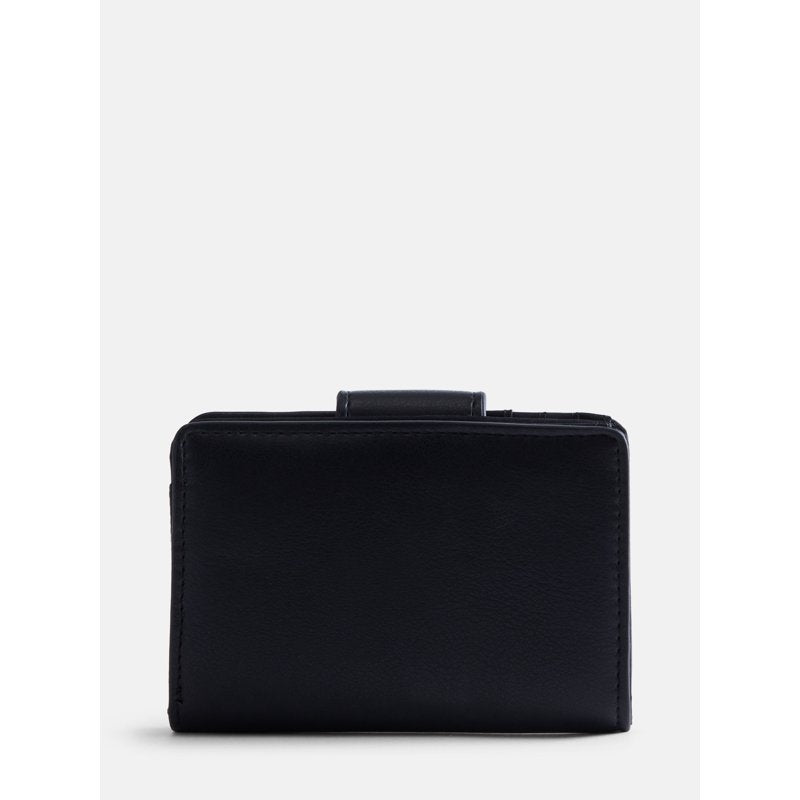 Women's Faux Leather Tab Indexer Wallet with Card Slots - Black & Burnt Olive