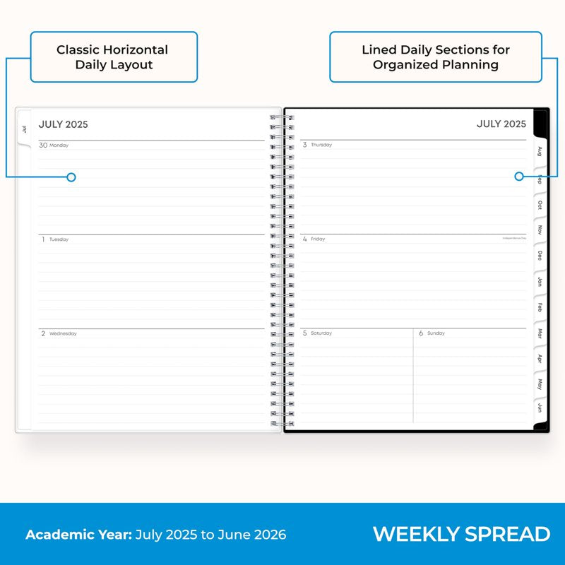 2025-2026 Blue Sky Academic Planner, Weekly & Monthly Organizer, 8.5x11, July to June