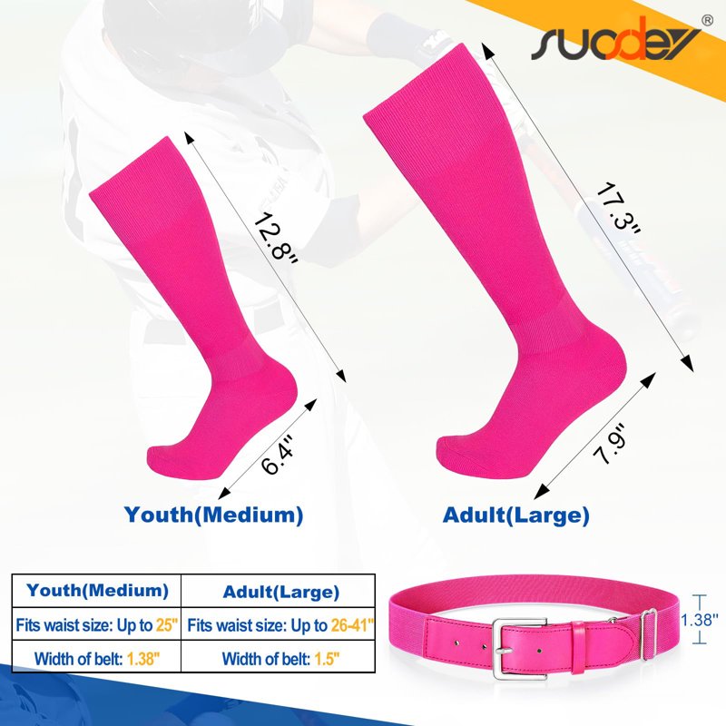 Baseball Socks and Belt Set for Youth & Adults - Softball & Sports Accessories