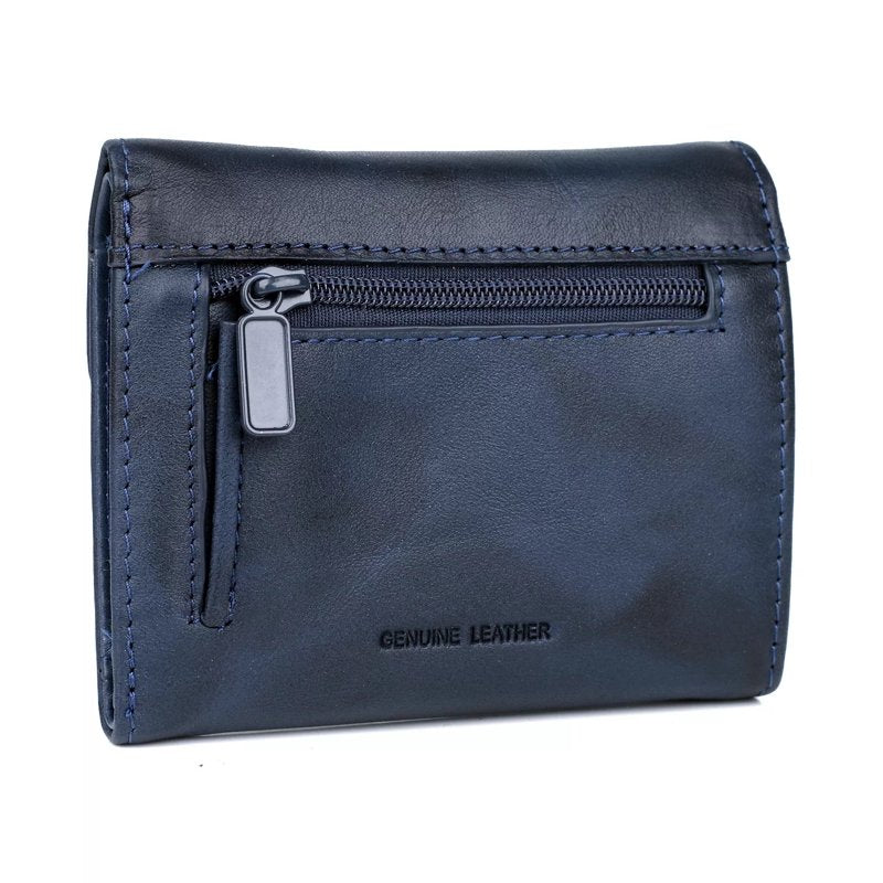 Women's Leather Mini-Trifold Wallet with Floral Embossed Logo - Multiple Colors