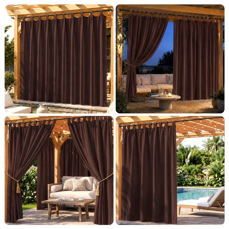 Outdoor Waterproof Blackout Curtain Panel - Extra Wide Thermal Insulated Drapes