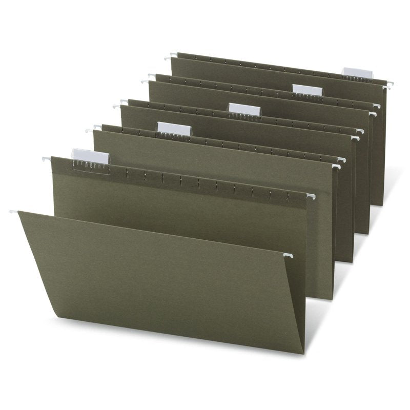 Legal Size Green Hanging File Folders Pack of 25 - Eco-Friendly Office Organization