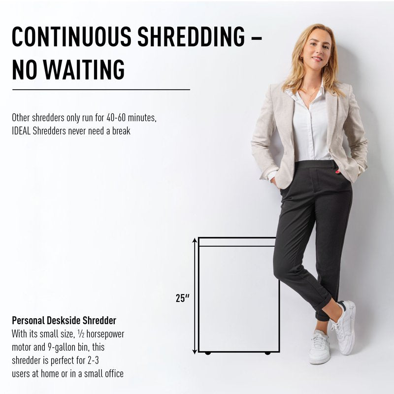 Deskside Paper Shredder with Continuous Operation and 11-13 Sheets Capacity