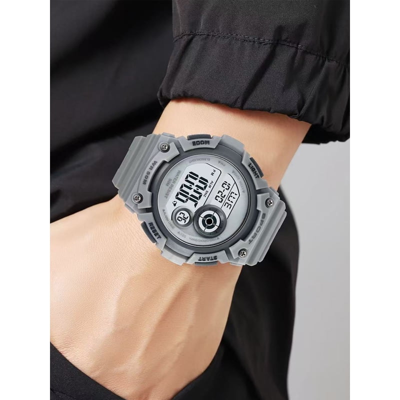 Men's Digital Sport Wristwatch with Plastic Strap, Water Resistant 50M